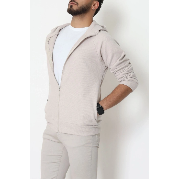 Selanik Kumaş Kapşonlu Erkek Sweat Taş - 42799.1567.