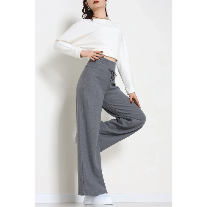 Selanik Kumaş Lastikli Palazzo Pantolon Antrasit - 51227.1567.