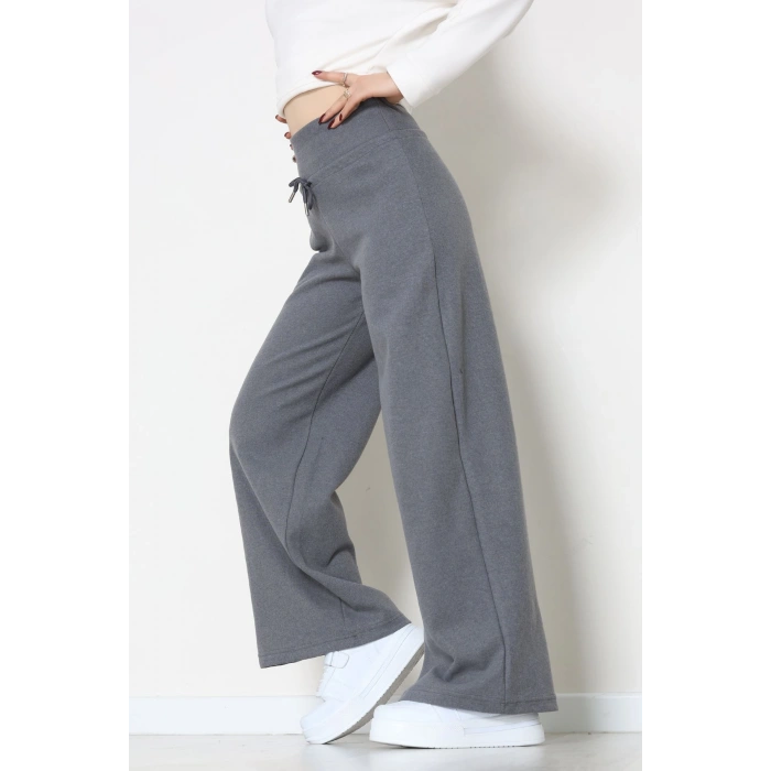 Selanik Kumaş Lastikli Palazzo Pantolon Antrasit - 51227.1567.