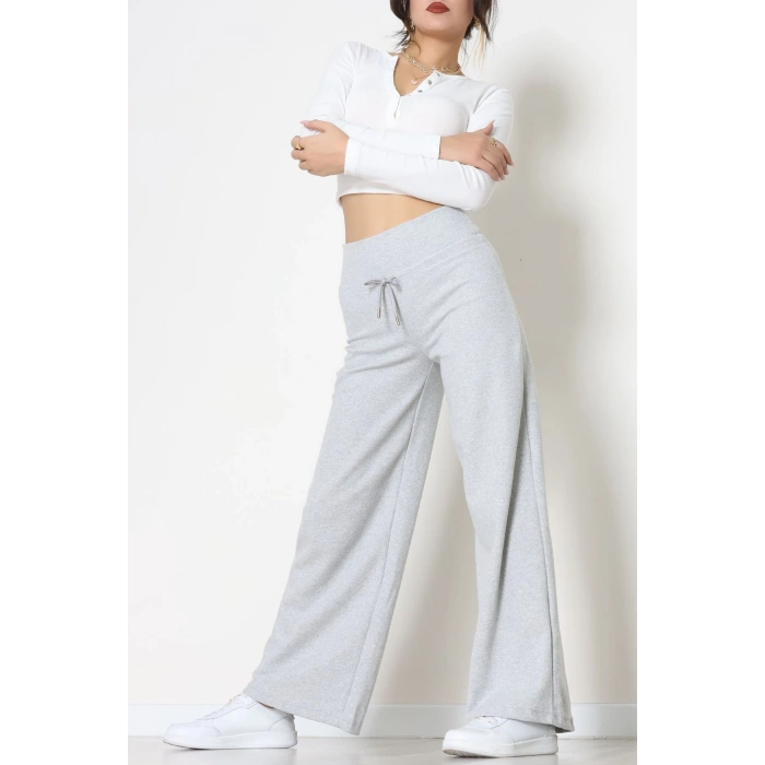 Selanik Kumaş Lastikli Palazzo Pantolon Gri - 51227.1567.