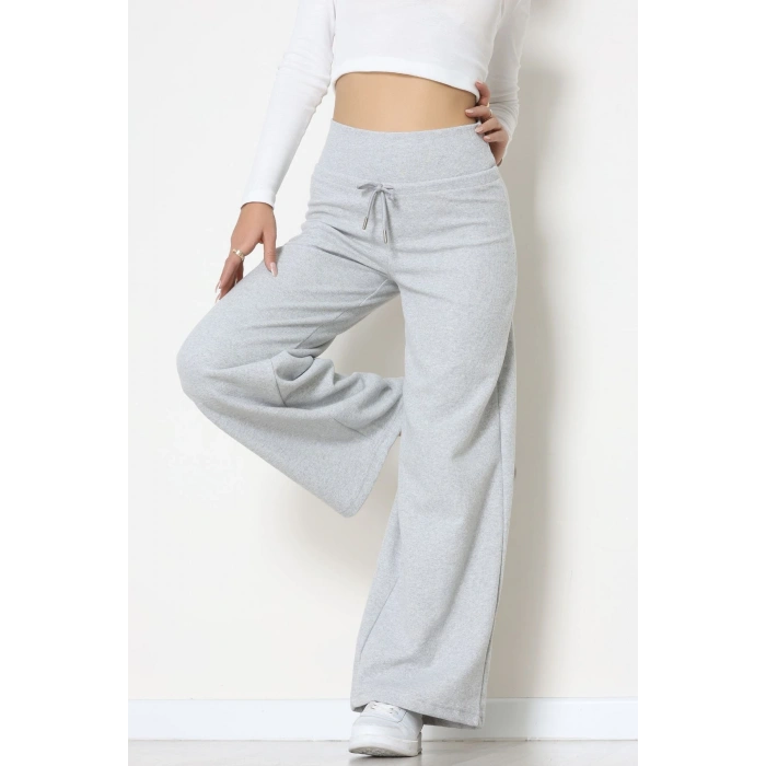 Selanik Kumaş Lastikli Palazzo Pantolon Gri - 51227.1567.