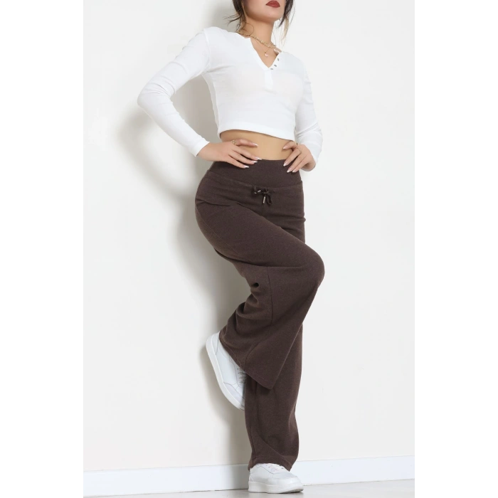 Selanik Kumaş Lastikli Palazzo Pantolon Kahve - 51227.1567.