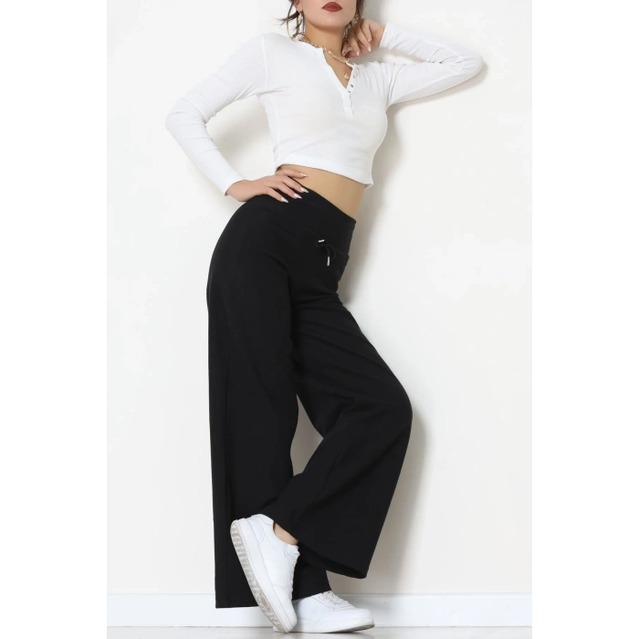 Selanik Kumaş Lastikli Palazzo Pantolon Siyah - 51227.1567.