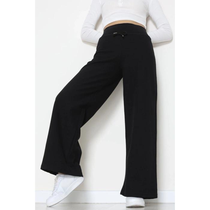 Selanik Kumaş Lastikli Palazzo Pantolon Siyah - 51227.1567.