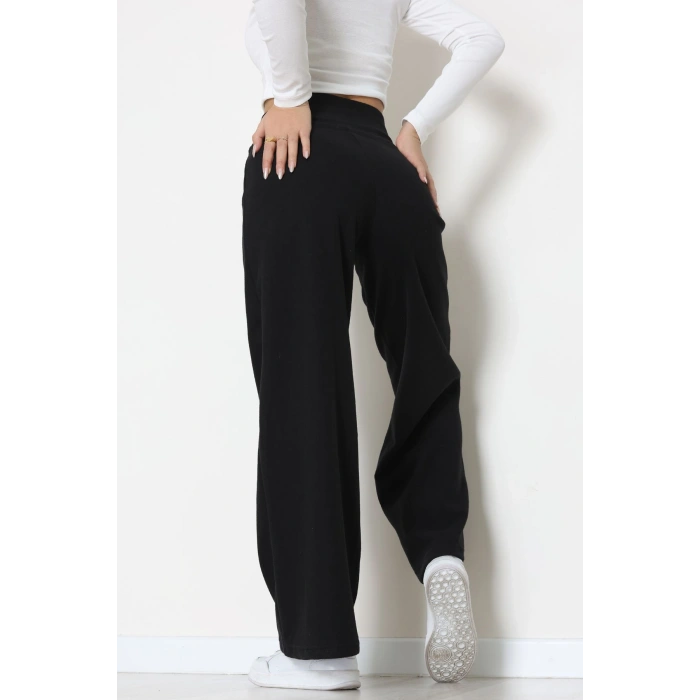 Selanik Kumaş Lastikli Palazzo Pantolon Siyah - 51227.1567.