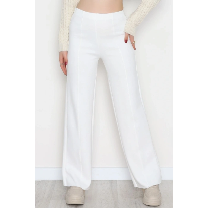 Selanik Kumaş Palazzo Pantolon Krem - 51036.1837.