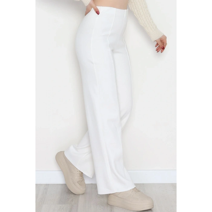 Selanik Kumaş Palazzo Pantolon Krem - 51036.1837.