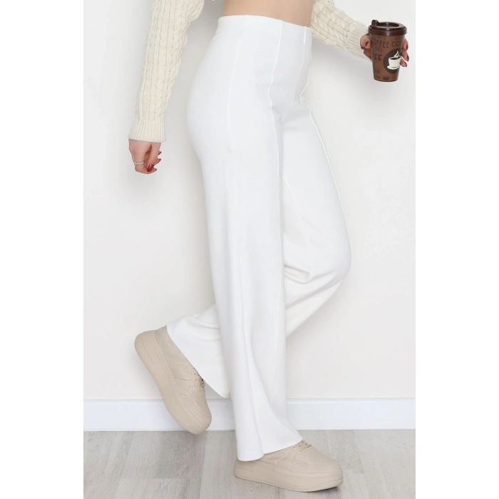 Selanik Kumaş Palazzo Pantolon Krem - 51036.1837.