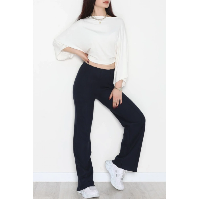 Selanik Kumaş Palazzo Pantolon Lacivert - 51036.1837.