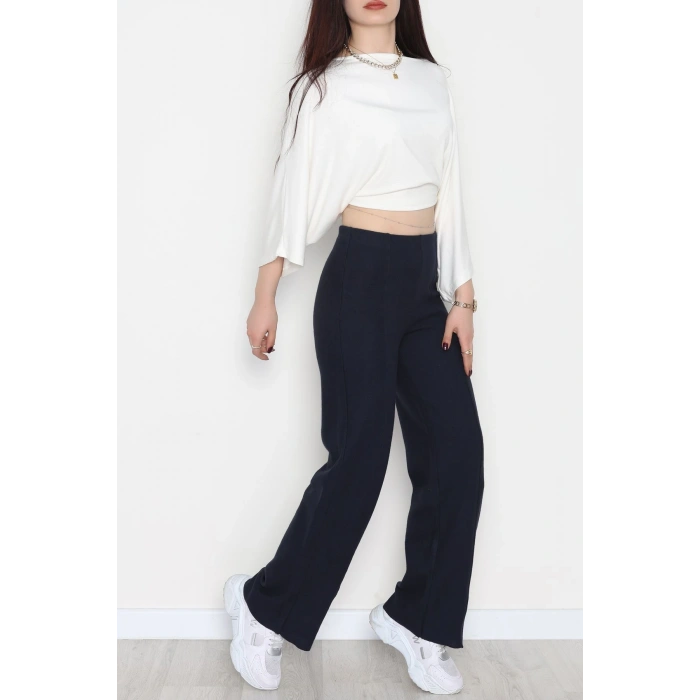 Selanik Kumaş Palazzo Pantolon Lacivert - 51036.1837.