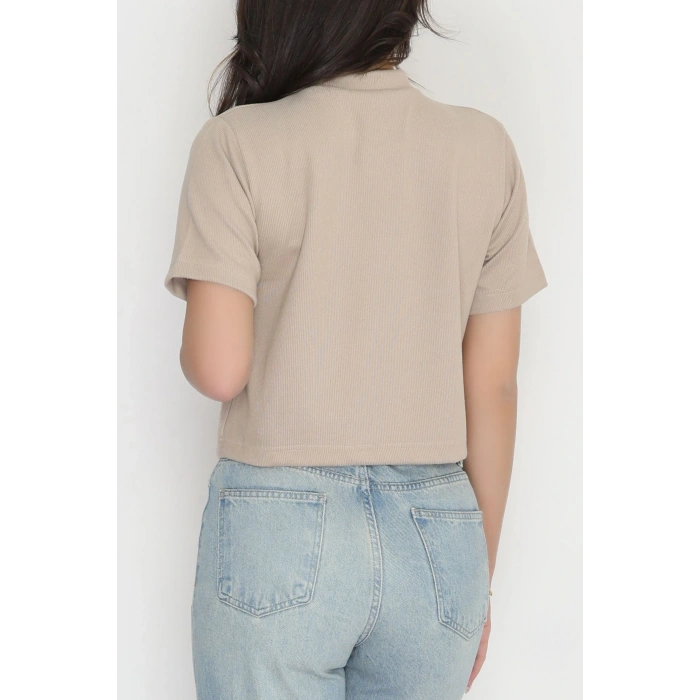 Selanik Tek Düğme Kısa Kol Hırka Bej - 4106.1247.