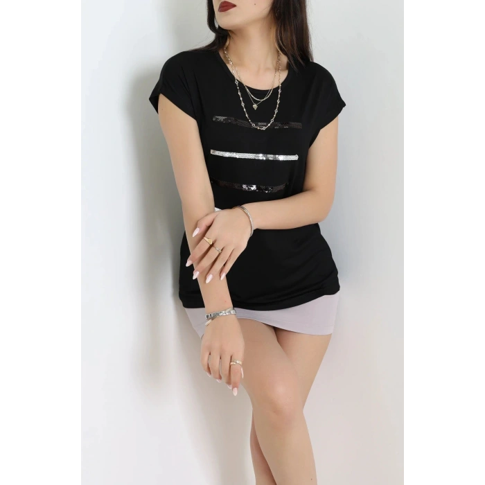 Şerit Detaylı Bluz Siyah - 44002.599.
