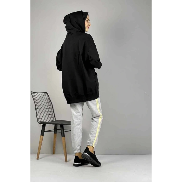 Şerit Detaylı Eşofman Altı Gri Sarı