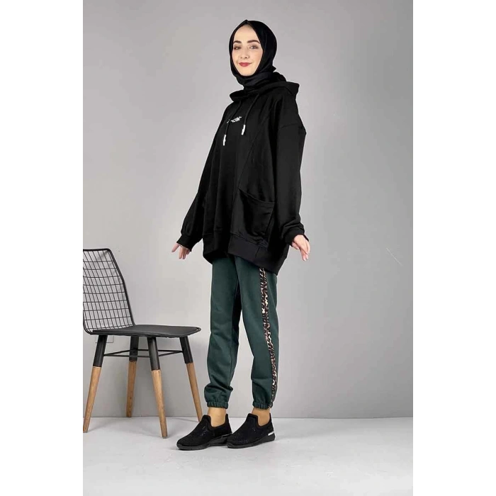 Şerit Detaylı Eşofman Altı Yeşil