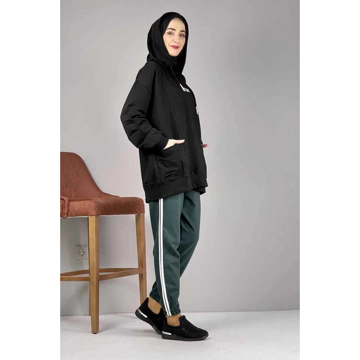 Şerit Detaylı Eşofman Altı Yeşil Beyaz