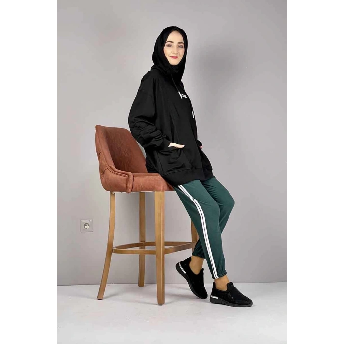 Şerit Detaylı Eşofman Altı Yeşil Beyaz