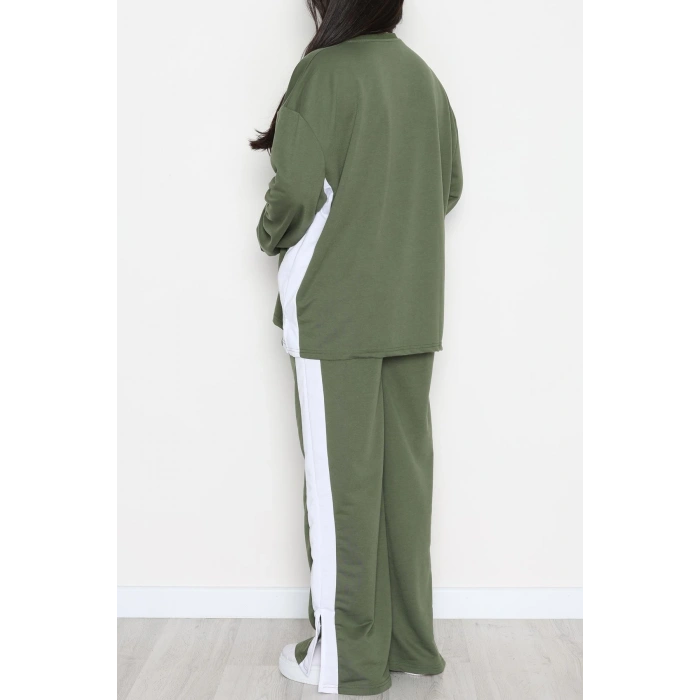 Şeritli 2 İplik Büyük Beden Eşofman Takımı Hakibeyaz - 52047.1857.