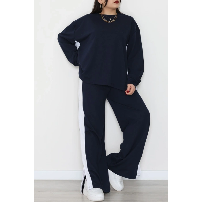 Şeritli 2 İplik Büyük Beden Eşofman Takımı Lacibeyaz - 52047.1857.