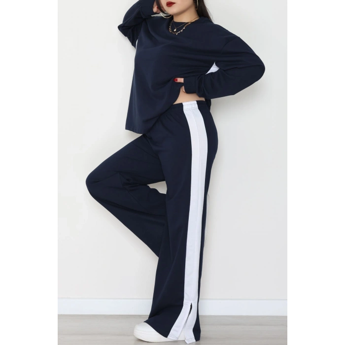 Şeritli 2 İplik Büyük Beden Eşofman Takımı Lacibeyaz - 52047.1857.