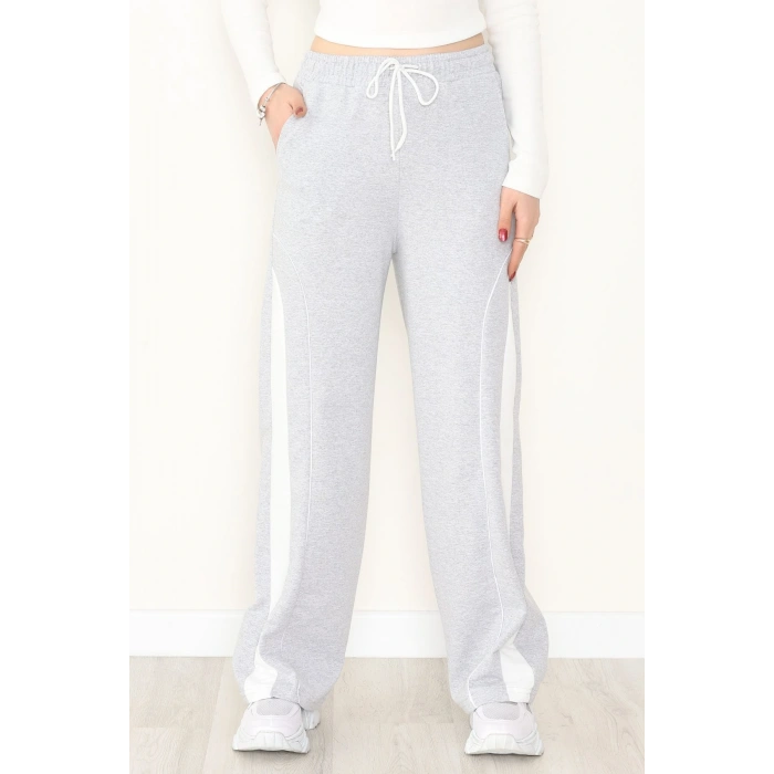 Şeritli 2 İplik Eşofman Altı Gri - 52102.1005.