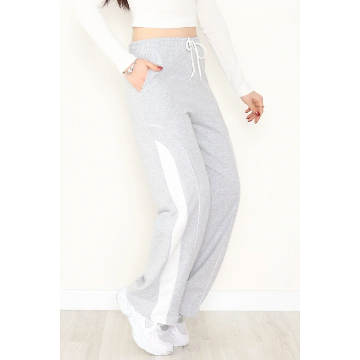 Şeritli 2 İplik Eşofman Altı Gri - 52102.1005.