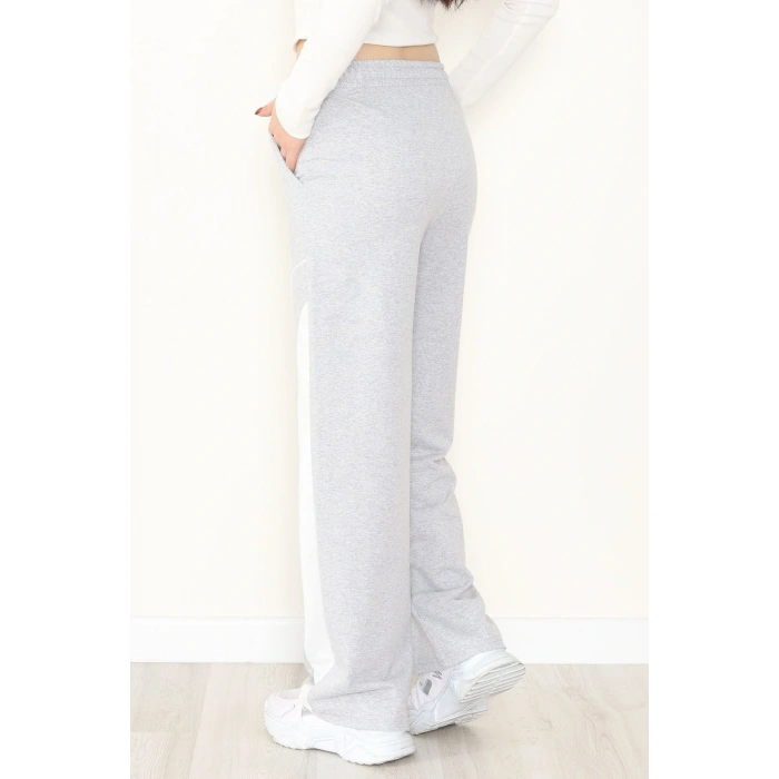 Şeritli 2 İplik Eşofman Altı Gri - 52102.1005.