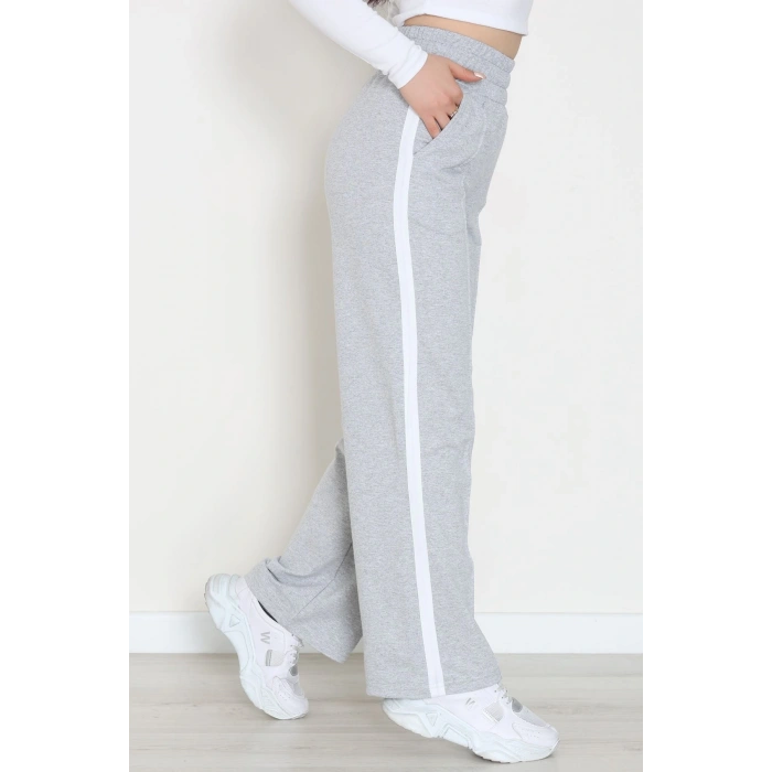 Şeritli 2 İplik Eşofman Altı Gri - 52103.1005.