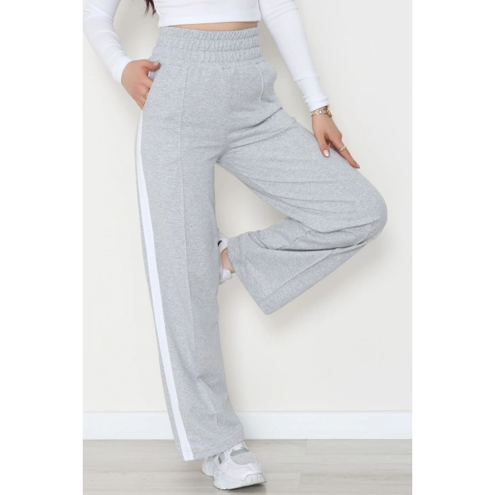 Şeritli 2 İplik Eşofman Altı Gri - 52103.1005.