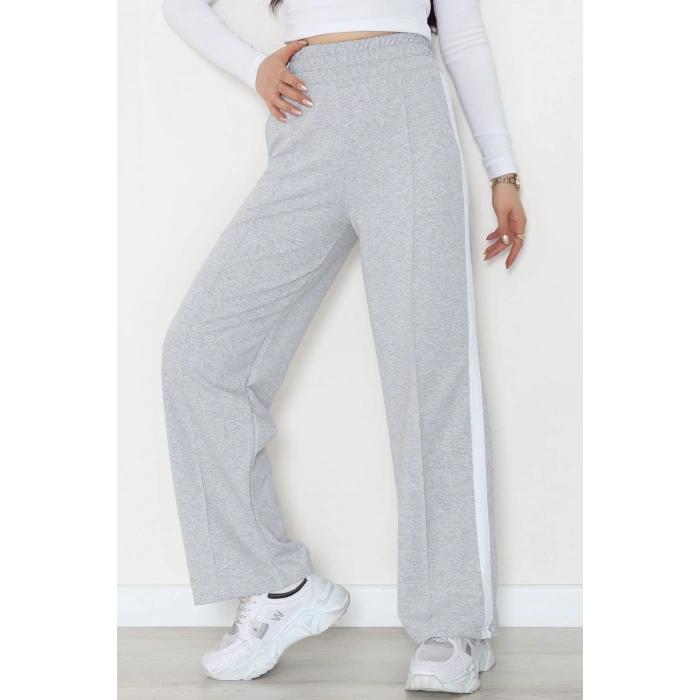 Şeritli 2 İplik Eşofman Altı Gri - 52103.1005.