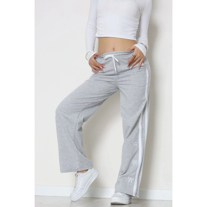 Şeritli 2 İplik Eşofman Altı Gri - 52177.1005.