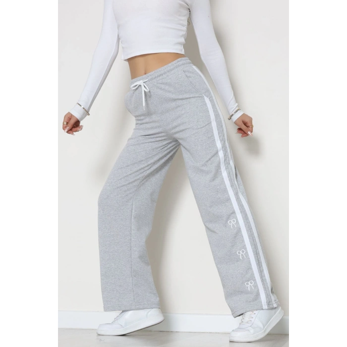 Şeritli 2 İplik Eşofman Altı Gri - 52177.1005.