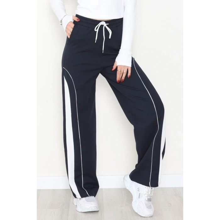 Şeritli 2 İplik Eşofman Altı Lacivert - 52102.1005.