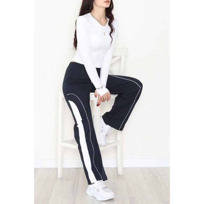 Şeritli 2 İplik Eşofman Altı Lacivert - 52102.1005.