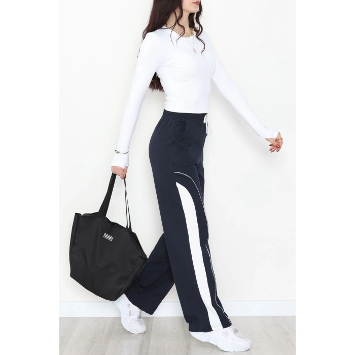 Şeritli 2 İplik Eşofman Altı Lacivert - 52102.1005.