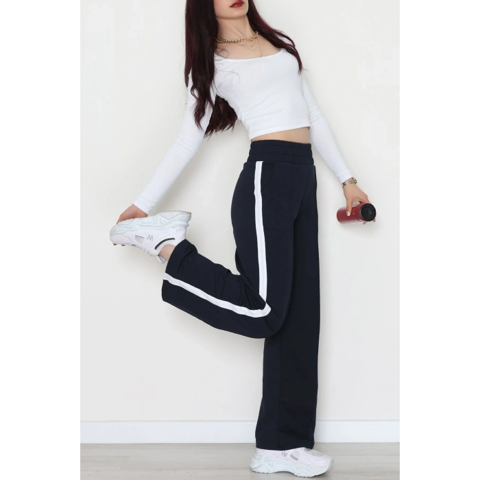 Şeritli 2 İplik Eşofman Altı Lacivert - 52103.1005.