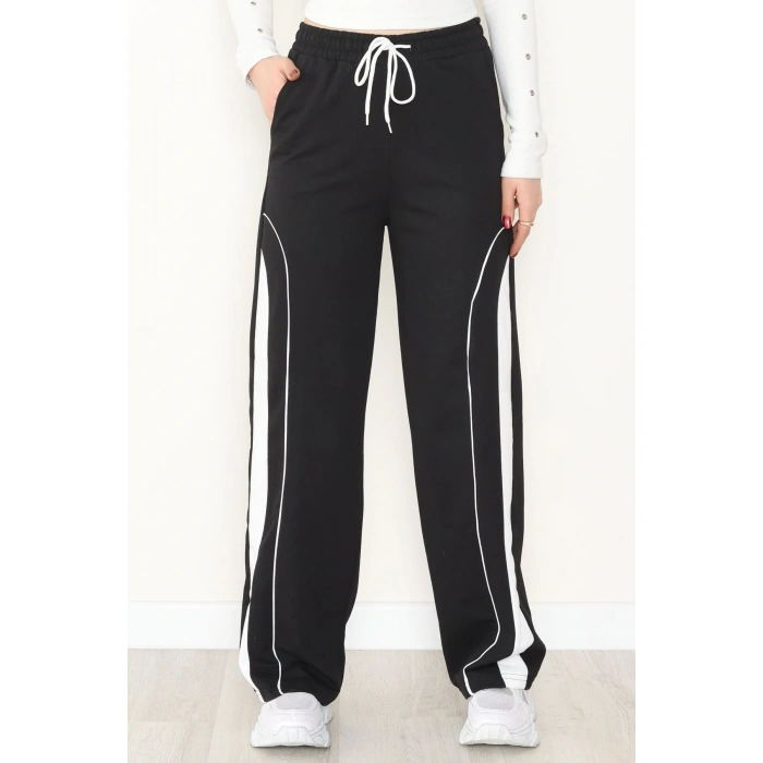 Şeritli 2 İplik Eşofman Altı Siyah - 52102.1005.