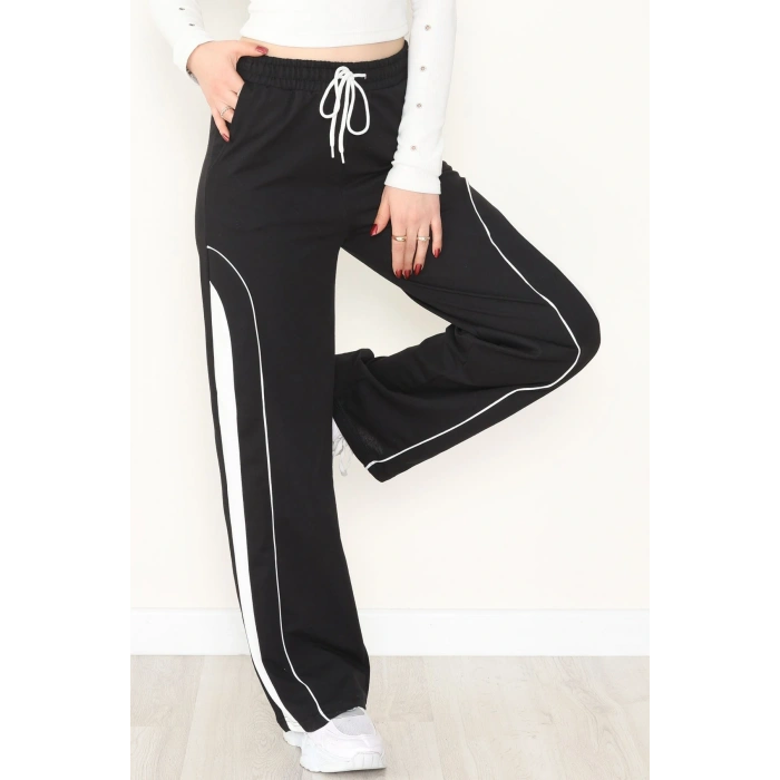 Şeritli 2 İplik Eşofman Altı Siyah - 52102.1005.