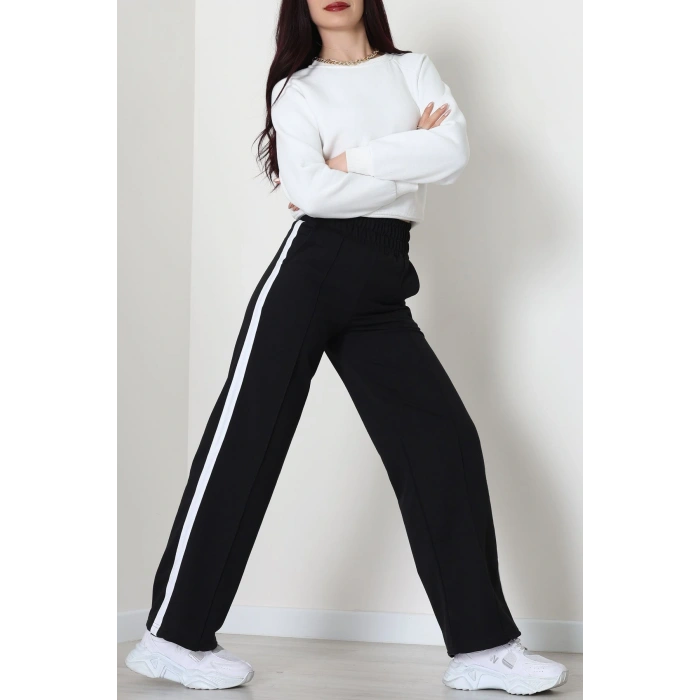 Şeritli 2 İplik Eşofman Altı Siyah - 52103.1005.