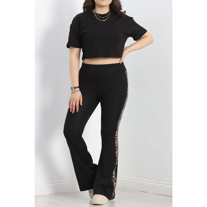 Şeritli Battal Dalgıç İspanyol Tayt Siyah - 50070.1098.