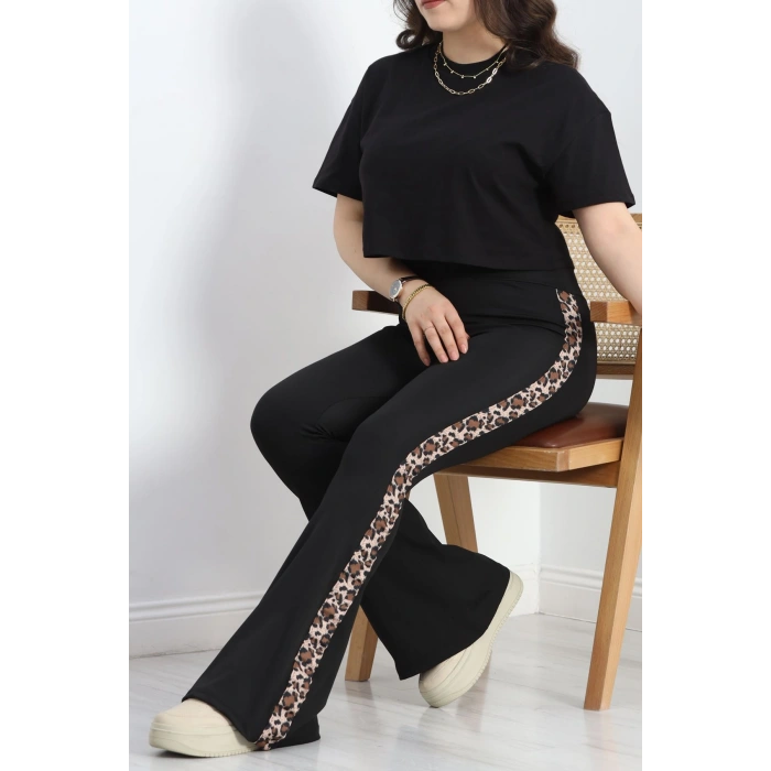 Şeritli Battal Dalgıç İspanyol Tayt Siyah - 50070.1098.