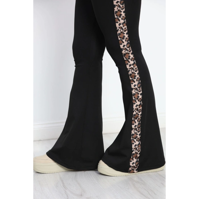 Şeritli Battal Dalgıç İspanyol Tayt Siyah - 50070.1098.