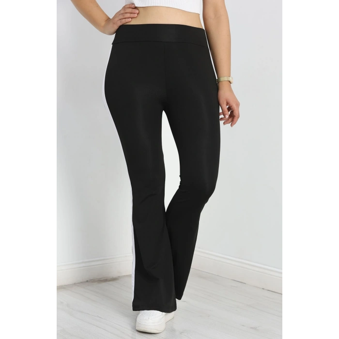 Şeritli Battal Dalgıç İspanyol Tayt Siyahbeyaz - 50070.1098.