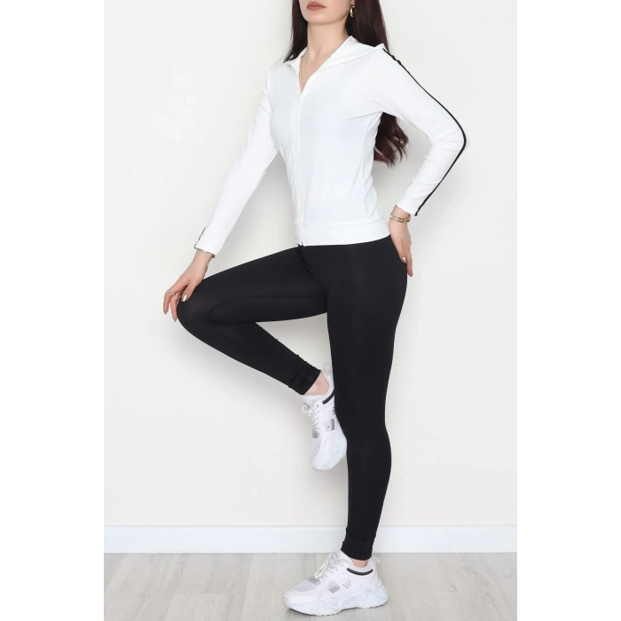 Şeritli Dalgıç Ceket Beyaz - 50098.053.