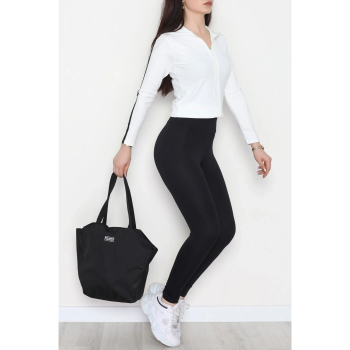 Şeritli Dalgıç Ceket Beyaz - 50098.053.