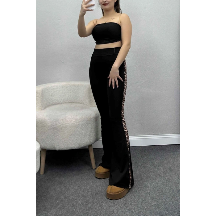 Şeritli Dalgıç İspanyol Tayt Siyah - 50071.1098.