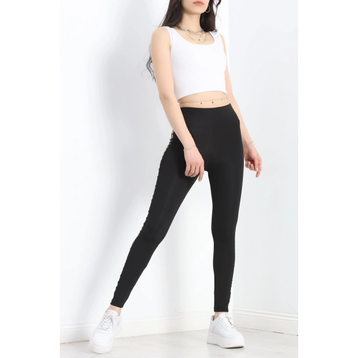 Şeritli Dalgıç Tayt Siyah - 50069.1098.