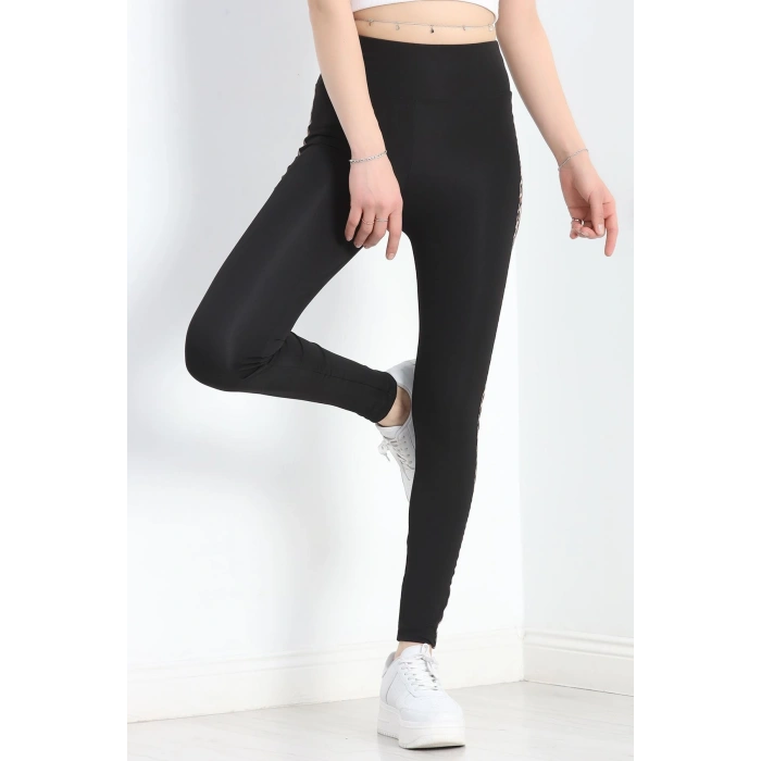 Şeritli Dalgıç Tayt Siyah - 50069.1098.