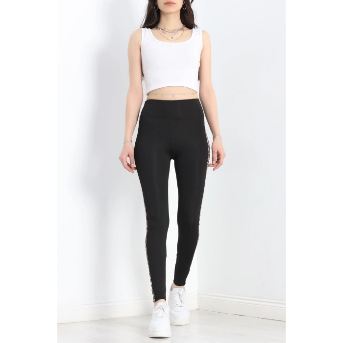 Şeritli Dalgıç Tayt Siyah - 50069.1098.