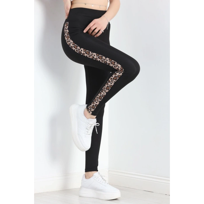 Şeritli Dalgıç Tayt Siyah - 50069.1098.