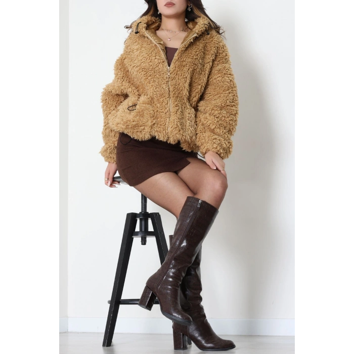 Sheep Kapşonlu Mont Camel - 406999.1247.